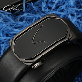 裤 沙驰皮带男士 纯牛皮自动扣腰带潮时尚 礼盒包装 带 真皮高档正品