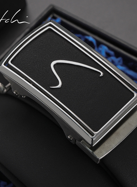 沙驰皮带男士真皮不锈钢自动扣腰带休闲商务年轻人头层牛皮裤腰带