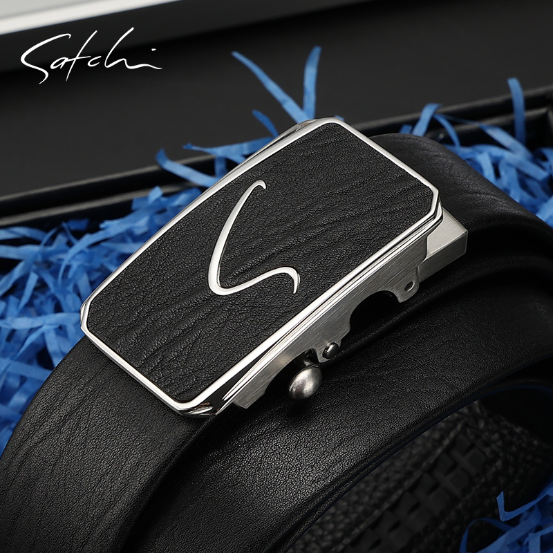 沙驰皮带商务大气头层不锈钢正品