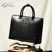 公文包正品 SATCHI 沙驰男士 包包高端鳄鱼皮商务轻奢手提包
