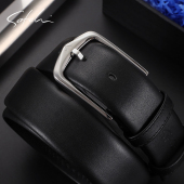 带商务大气不锈钢针扣腰带 头层牛皮裤 沙驰皮带男真皮新款 休闲时尚