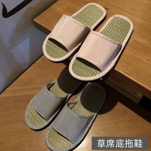 竹底拖鞋男女竹编凉拖鞋草席