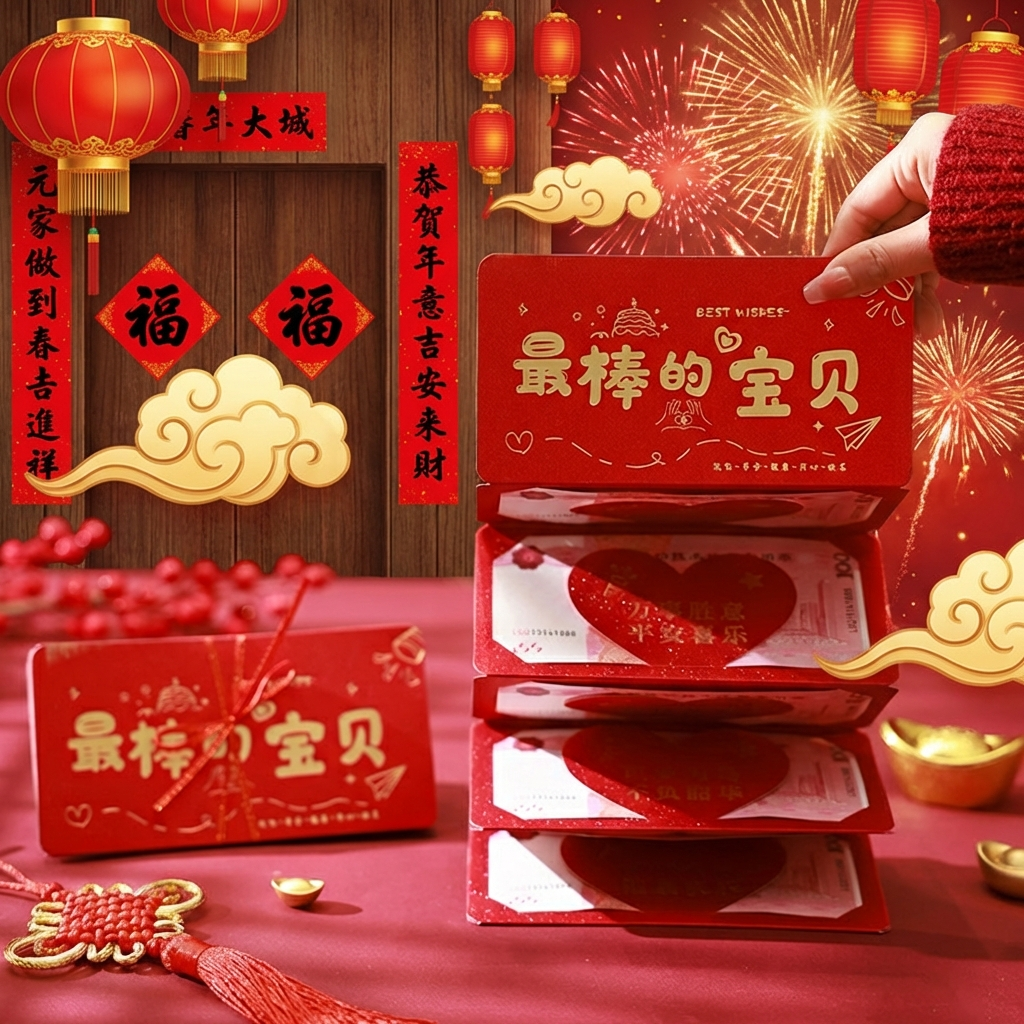 折叠红包袋新年红包折叠横款送爸爸女儿孙子孙女年利是封红包袋,节庆用品/礼品,红包/利是封,淘宝优惠券,粉丝福利购,淘宝优惠卷