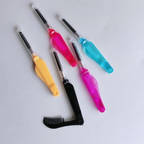 多功能睫毛梳子梳理眉毛梳可折叠卷翘螺旋睫毛卷便携细密软齿