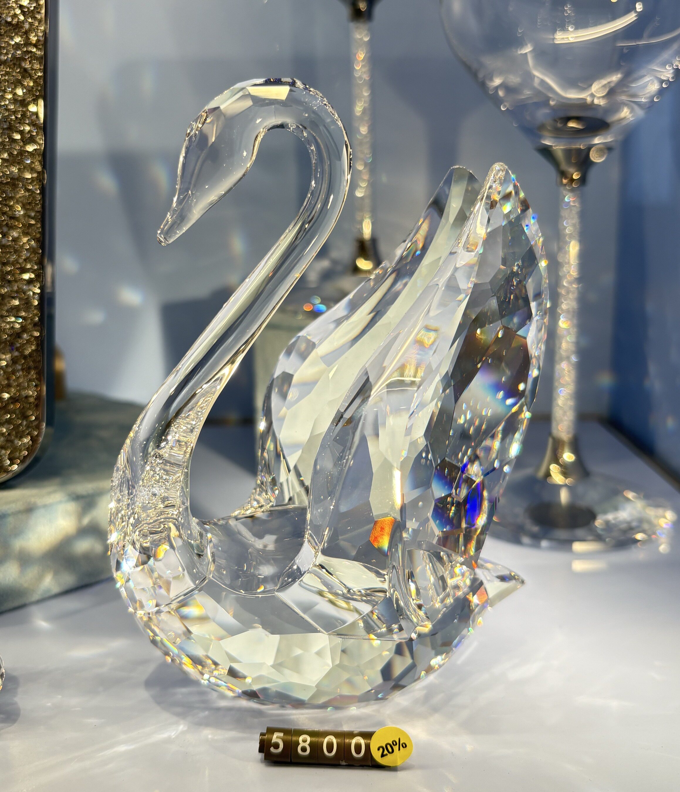 正品全新大天鹅水晶摆件