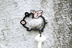 包邮八门虫社创意卡通飞猪钥匙扣圈环挂件金属挂链韩国可爱礼品
