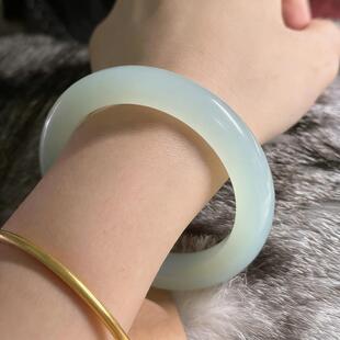 “莹瑛凝镯”翡翠玉手镯子女款油青冰透高冰种缅甸真玉镯子处理