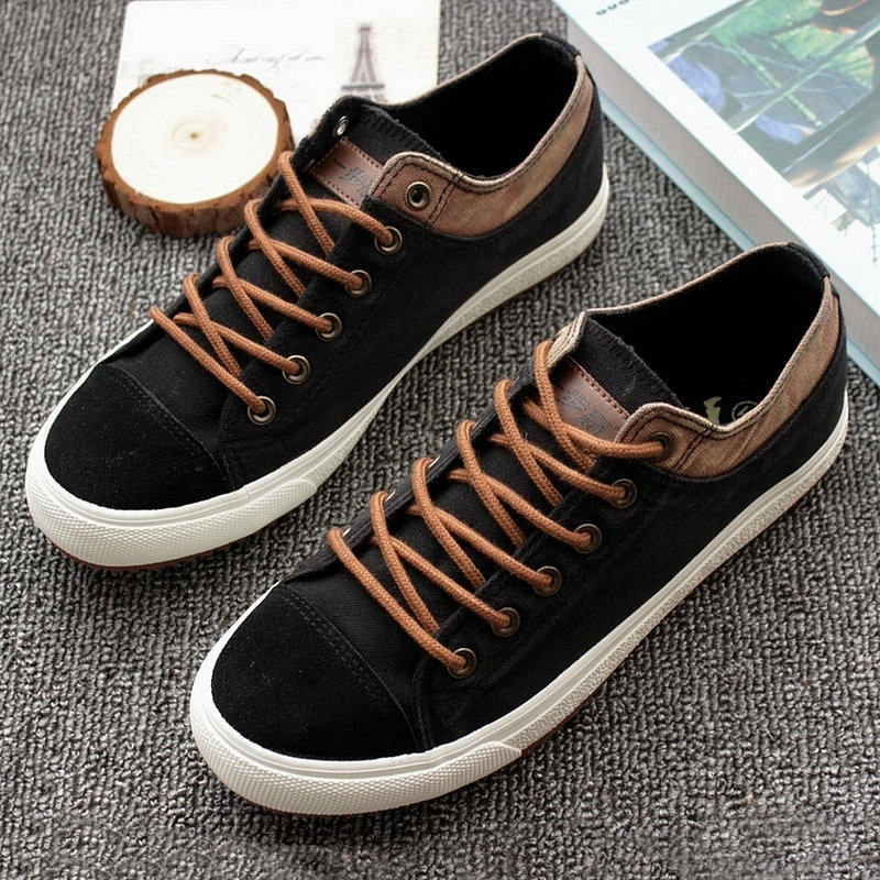 黑色系带帆布鞋男厚底牛仔韩版潮鞋板鞋运动鞋学生春夏透气布鞋男|msdalam kategori Kasut lelaki popular, kasut kanvas - dari Buy2taobao.com untuk memberikan perkhidmatan ejen Taobao profesional membeli