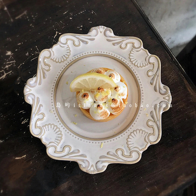 欧式复古浮雕陶瓷蛋糕盘