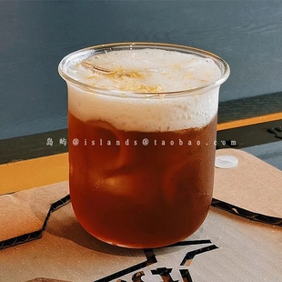 可爱圆圆扩口轻薄耐热高硼硅玻璃胖胖果茶杯ins拿铁咖啡杯美式杯