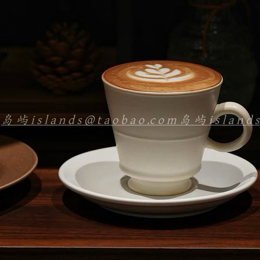 简约分层线条设计挂耳拿铁杯