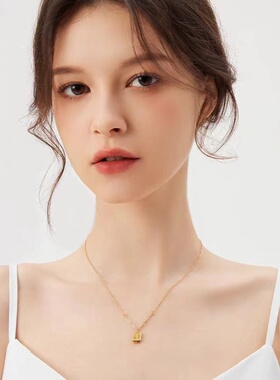 可水洗小方块玫瑰金色钛钢锁骨链