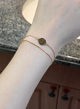 电气白兰国潮福牌吊坠双层手链