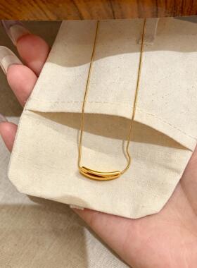博主同款流线小金弯管项链冷感金属风细蛇骨链女简约气质锁骨链