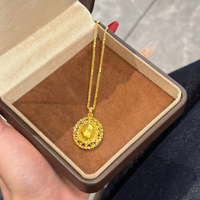 富贵迷人眼!闪闪鸽子蛋仿真黄金吊坠项链轻奢风有钱感逼真不掉色