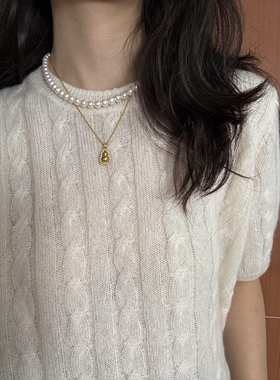 贵气项链套装!镶钻葫芦项链叠搭珍珠大家闺秀正式上档次婚礼宴会