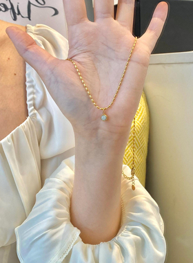 自制小绿豆项链锁骨链洋气