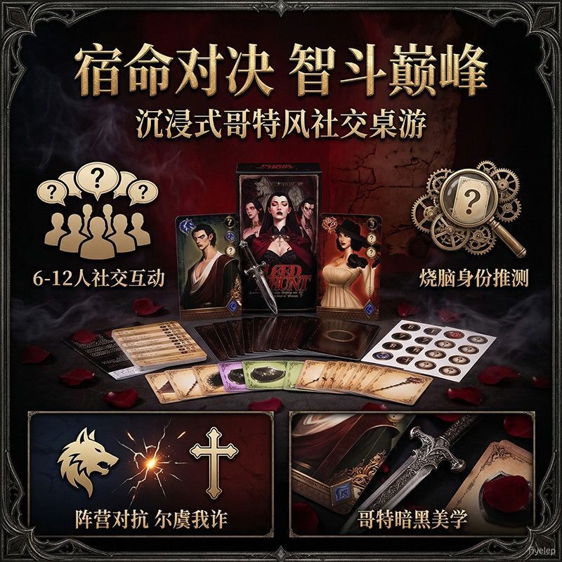 鲜血盟约桌游6-12人血契猎杀中文版成人休闲聚会多人策略卡牌游戏