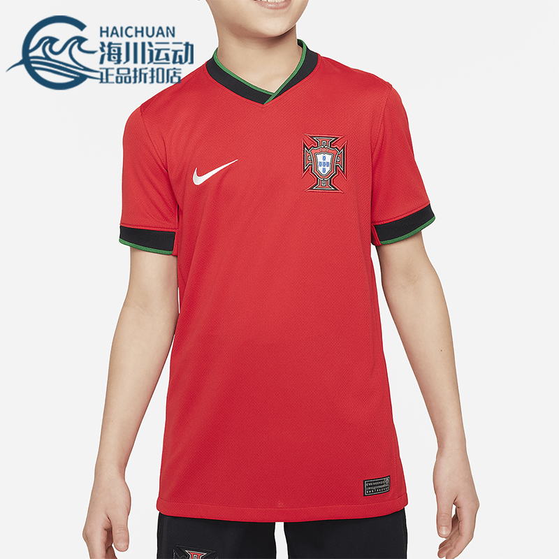 Nike/耐克正品Dri-FIT 大童夏季休闲透气简约足球球衣FJ4371-657
