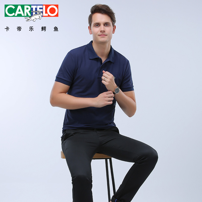 CARTELO/¿¨µÛÀÖöùÓã2018ÏÄпîÉÌÎñÐÞÉí´¿É«·Áì¶ÌÐäÄÐtÐôPOLOÉÀ