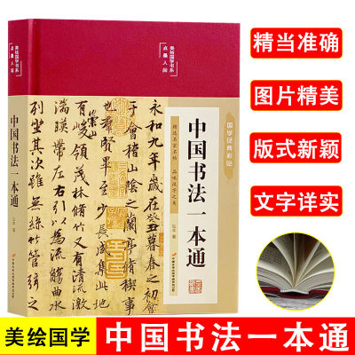 【缎面精装】彩绘国学中国书法一本通王羲之兰亭集序颜真卿草书宋徽宗米芾瘦金体颜体欧阳询中国书法史简史毛笔字科普百科书法书