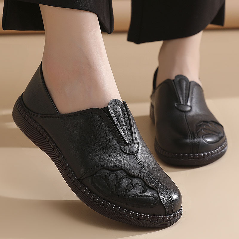 老太太软底软面真皮鞋加绒平底单鞋妈妈二棉鞋一脚蹬中老年人女鞋,女鞋,深口单鞋,淘宝优惠券,粉丝福利购,淘宝优惠卷