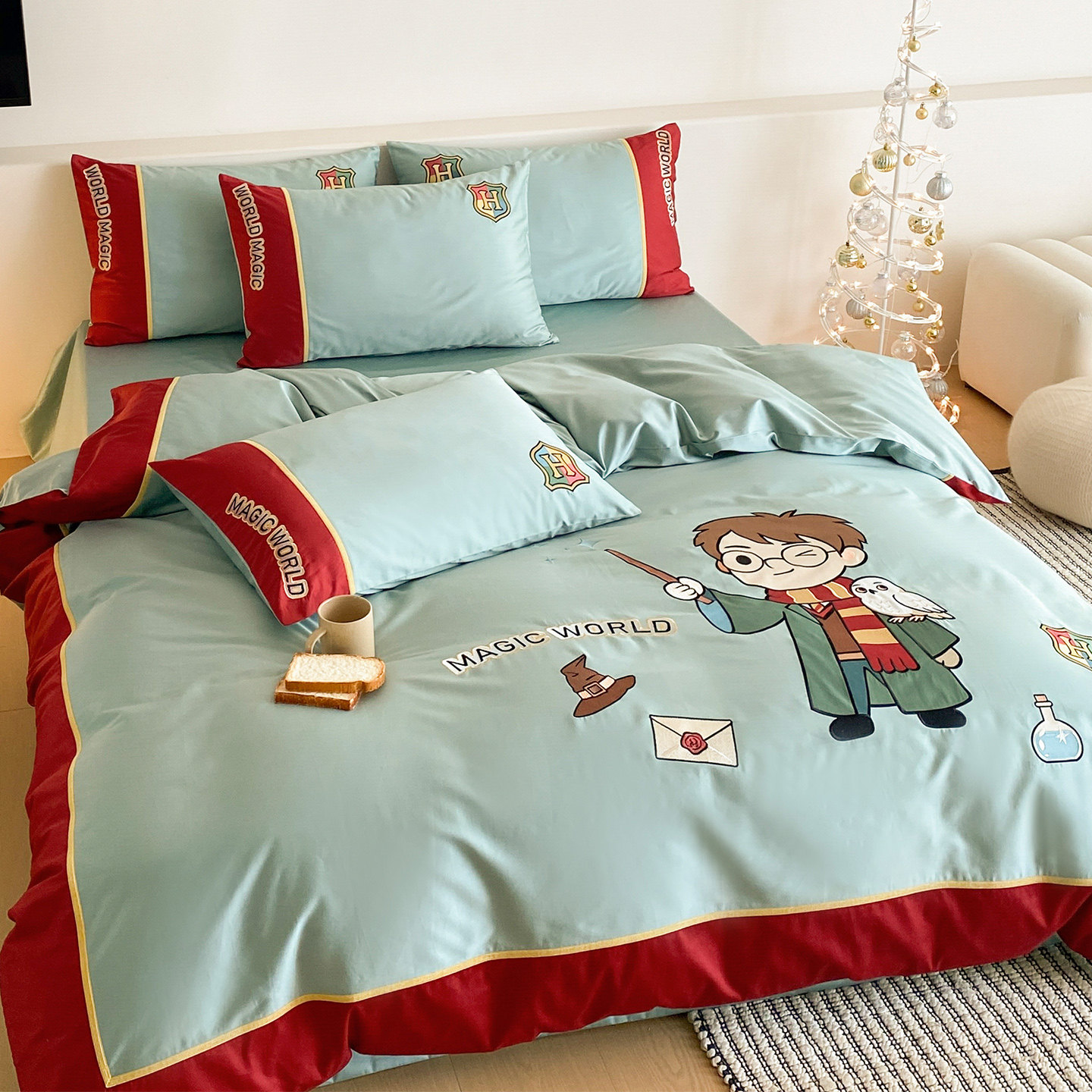LANSWAY魔法学院全棉四件套贴布绣童趣男孩被套床单1.8床上用品,床上用品,床品套件/四件套/多件套,淘宝优惠券,粉丝福利购,淘宝优惠卷