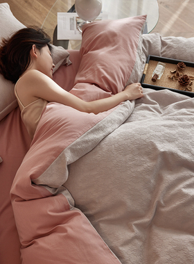 秋冬复古全棉提花磨毛四件套保暖柔软加厚被套纯棉双人床单床笠