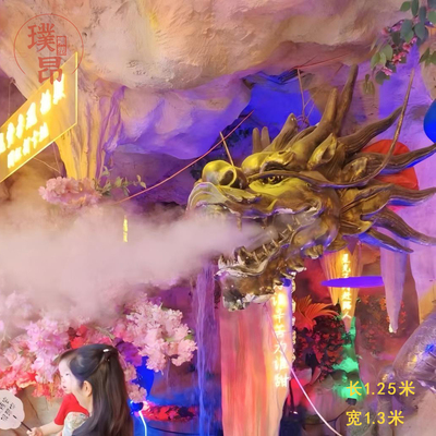 大型龙头玻璃钢雕塑巨型3米大龙头可吐水喷雾户外墙面雕像定制