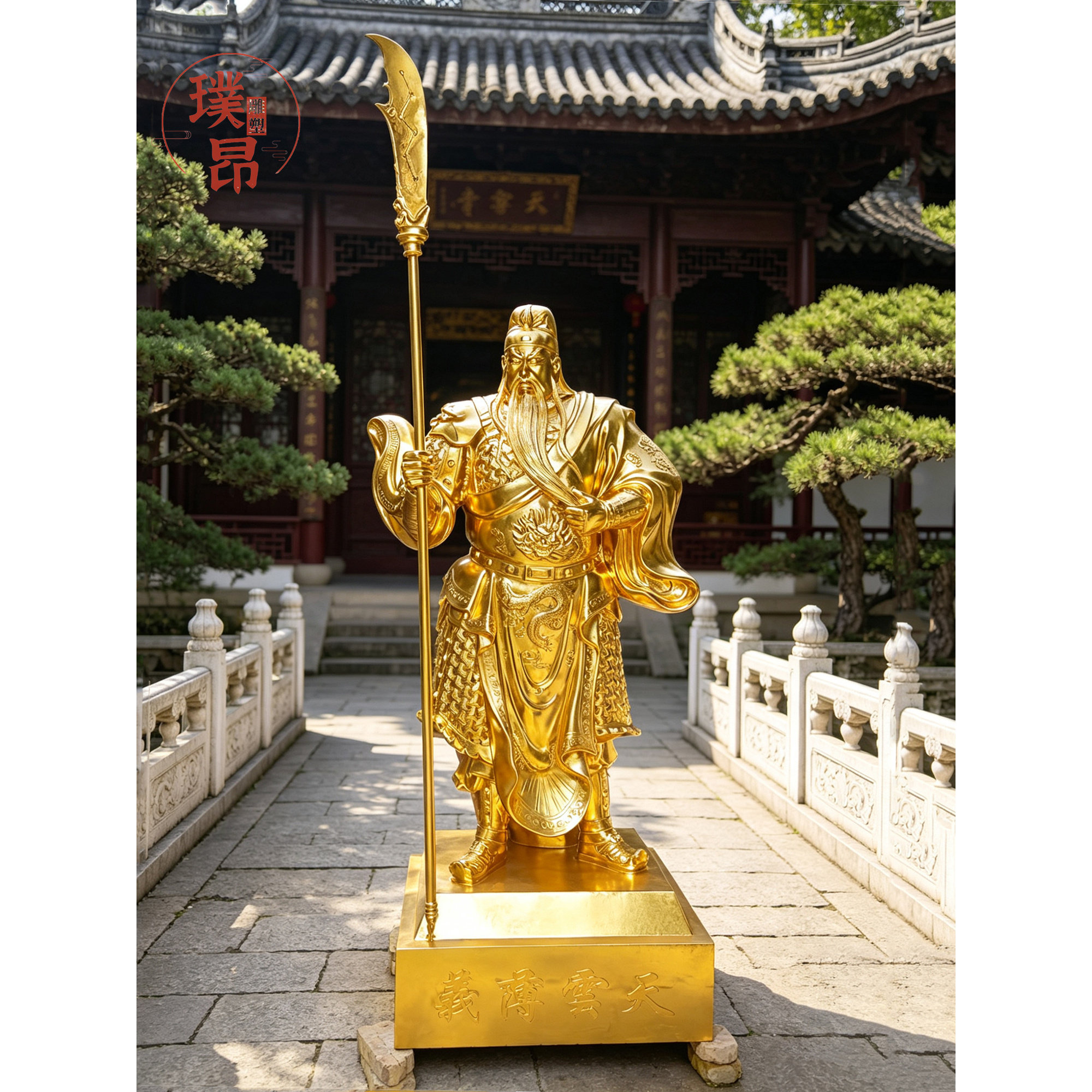 金色关羽玻璃钢雕塑寺庙工程铸铜神像大型关公贴金箔塑像摆件雕像