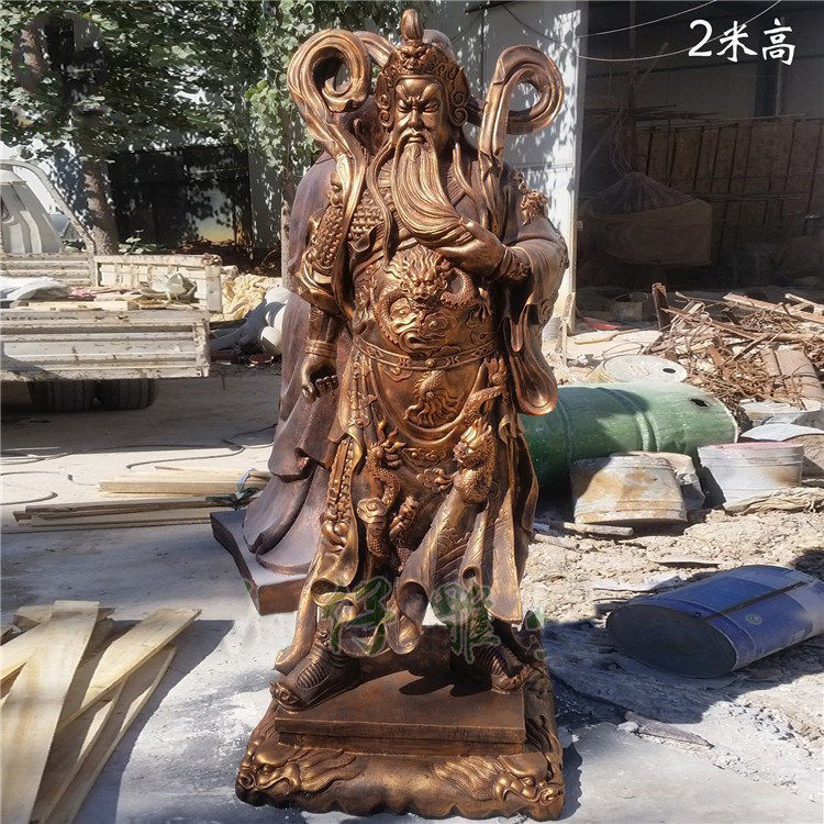 大型彩绘关羽玻璃钢雕塑 武财神关公仿铜雕像 寺庙大型关二爷神像