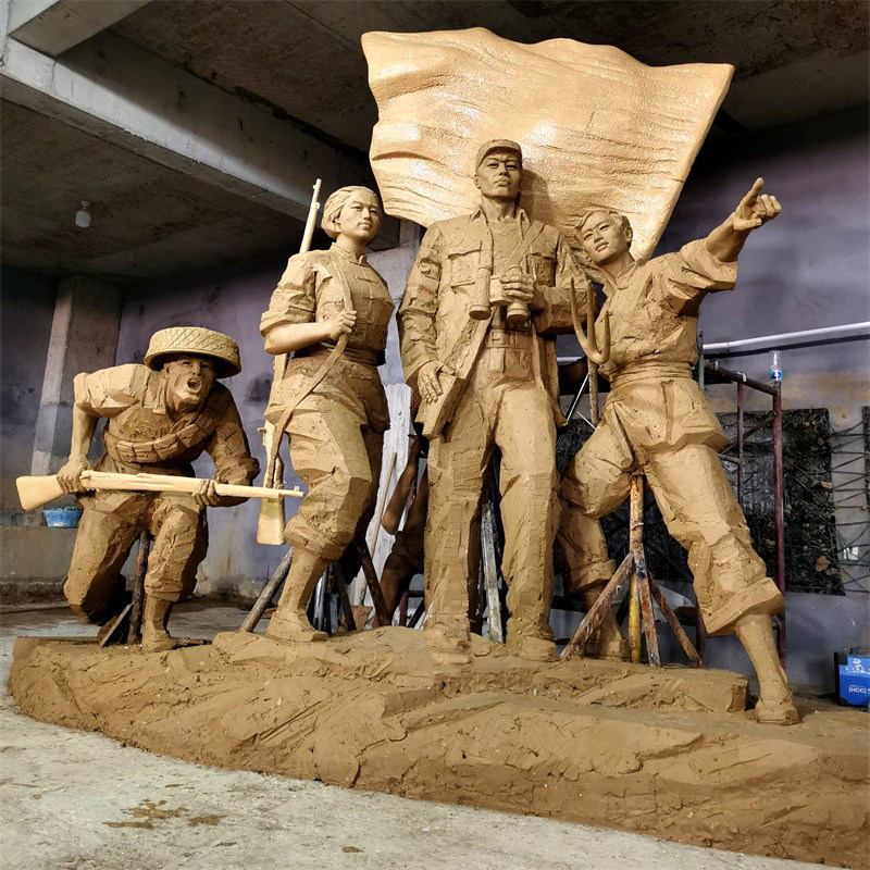 大型红军群雕东江纵队玻璃钢雕塑八路军仿铜组雕定制纯铜民兵定做