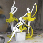 跳芭蕾舞组合人物女孩雕塑跳舞少女雕像玻璃钢舞蹈塑像学校摆件