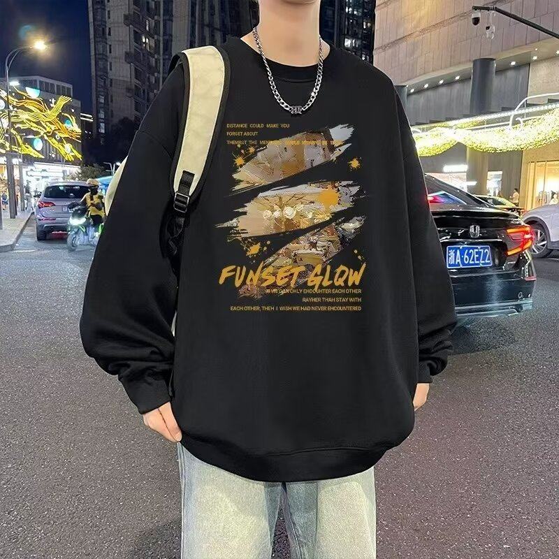 青少年宽松型套头春秋休闲秋季潮牌圆领卫衣男生套装痞帅YR135P40,男装休闲套装,星座208-1