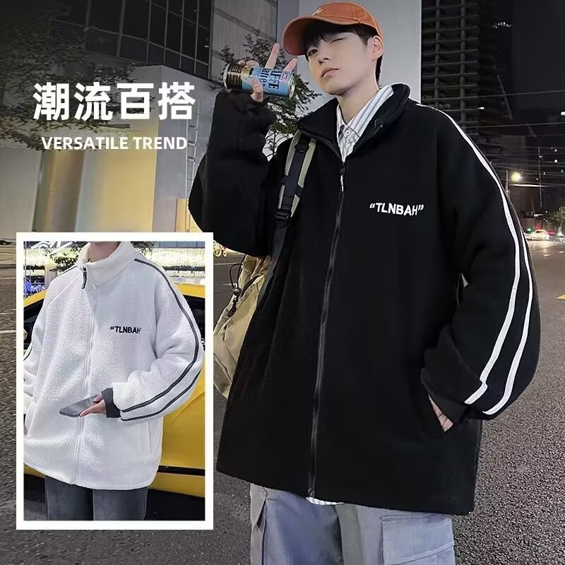 温柔风冬装高街时尚潮流羊羔绒加厚保暖奶fufu好看的情侣外套男女,男装棉衣,星座208-1