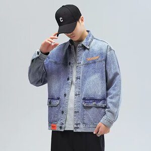 工装外套男士春秋季新款时尚潮流男生潮牌休闲夹克牛仔上衣G10P55图片