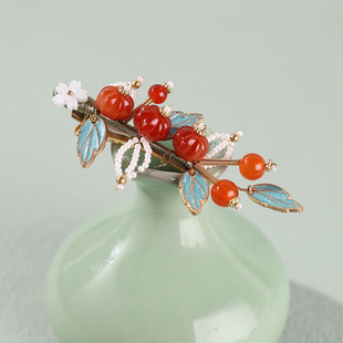 柿柿如意夹子头饰古风发夹汉服一字发饰后脑勺新中式复古超仙饰品