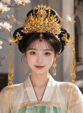 中式新娘秀禾凤冠全套婚嫁流苏发簪古风大婚头饰复古婚嫁配饰品
