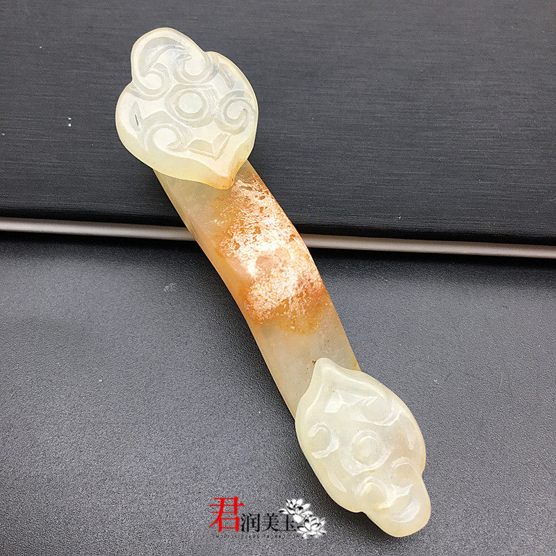 岫玉仿古做旧玉如意小摆件复古玉雕件把玩件笔搁笔架摆件拍摄道具