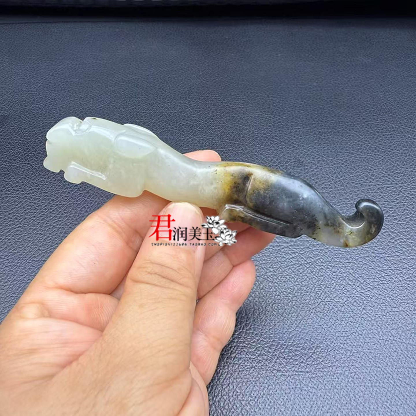 岫玉虎符吊坠挂件水墨风老虎笔架摆件古风汉服腰佩挂饰玉石筷子架