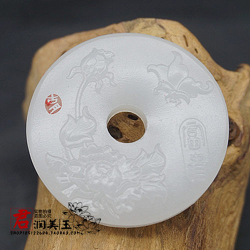 阿富汗玉花开富贵玉佩玉坠毛衣坠白玉牡丹花玉佩玉坠男女款颈饰