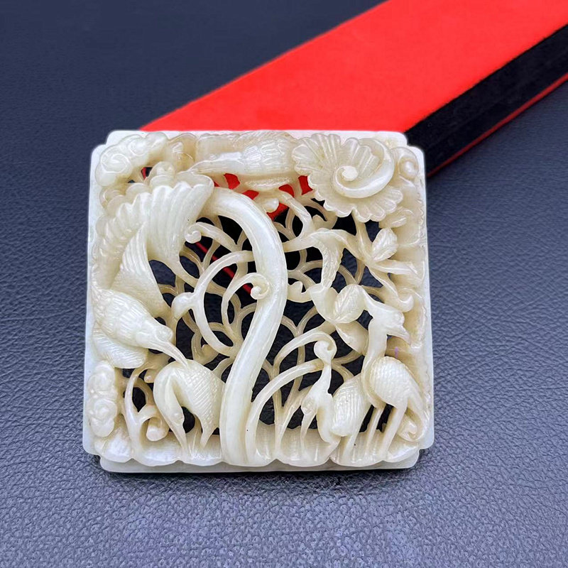 和田玉仙鹤玉牌玉佩仿古明清 辽金 工艺凤凰吊坠挂件玉坠古玩收藏