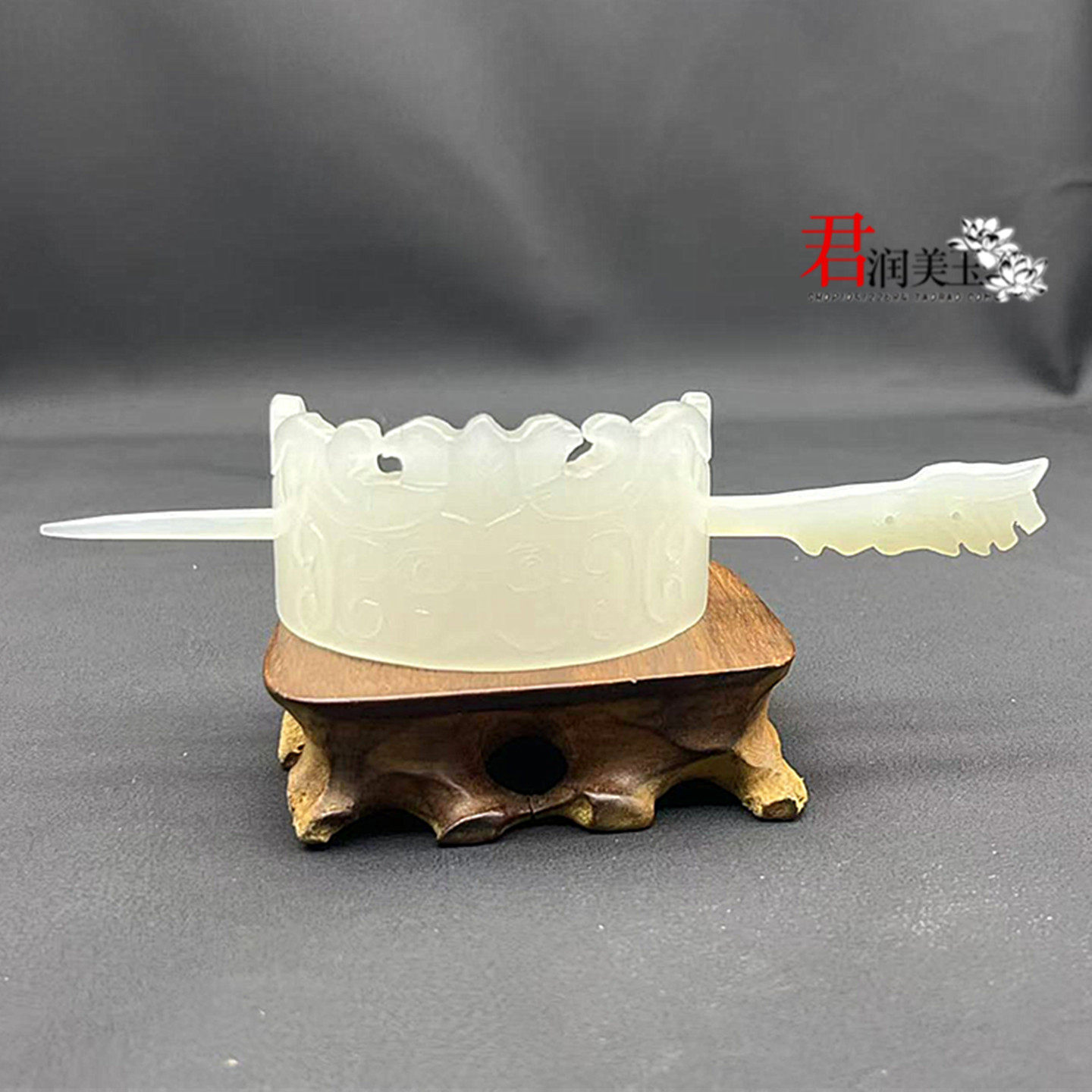 琉璃凤凰发冠帽冠仿白玉冠发簪