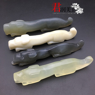 岫玉老虎笔架文房用品小摆件把玩件虎符兵符玉佩笔架古风拍摄道具