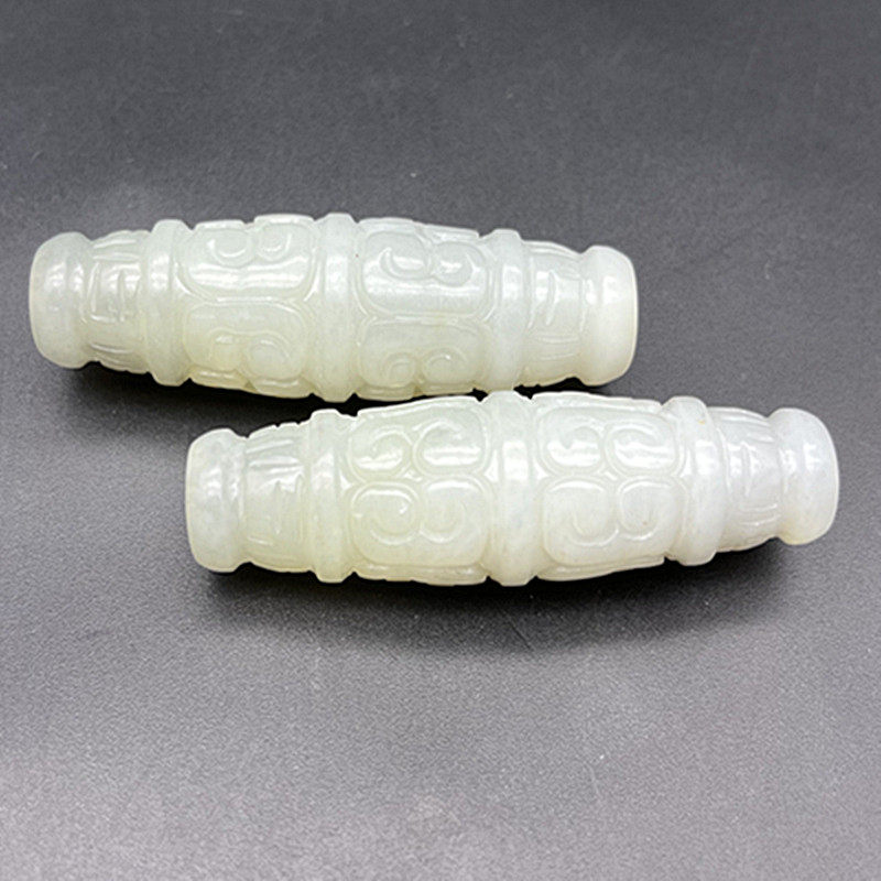 岫玉长桶珠吊坠挂件古玩玉器把件仿古老玉佩腰佩汉服DIY项链配饰