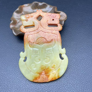 岫玉双龙玉佩玉坠仿周朝府上有龙玉璧挂件玉坠古风汉服腰佩把玩件