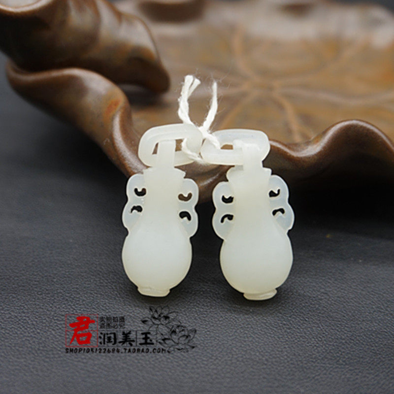和田玉花瓶对玉对佩青白玉富贵平安耳环小吊坠挂件耳坠配饰配件
