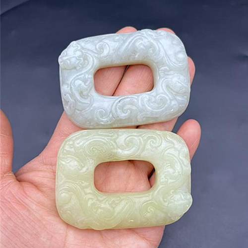 岫玉螭龙方形玉佩腰佩吊坠挂件