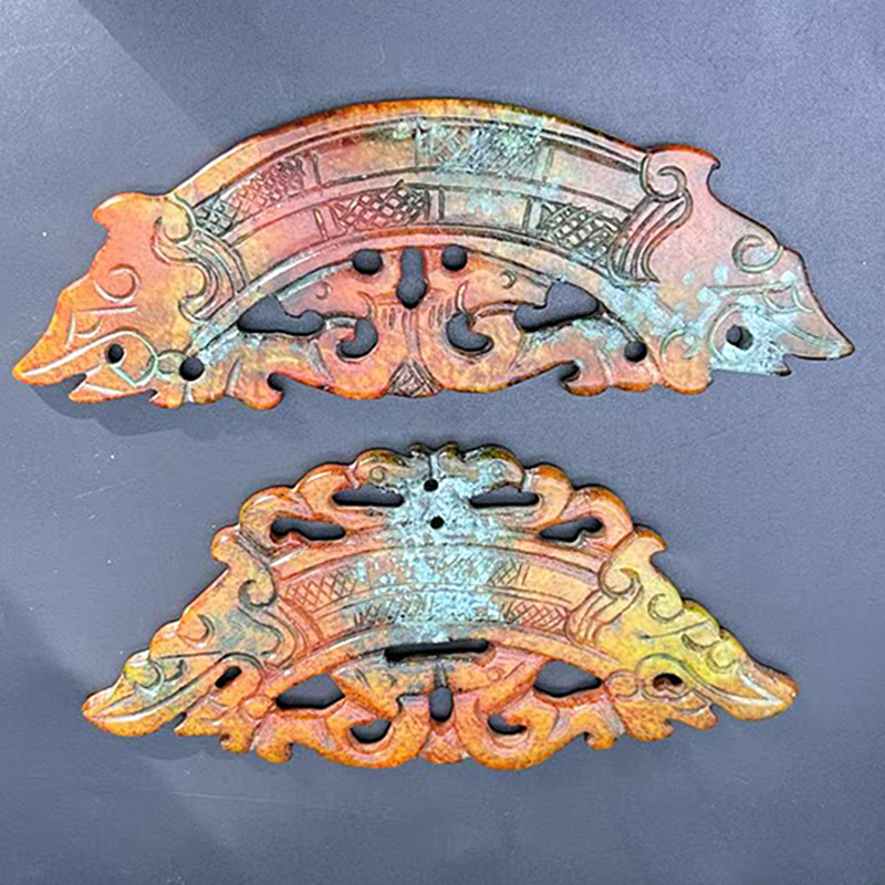 仿古双龙玉璜挂件镂空龙凤玉佩玉璧国风汉服腰佩发饰短剧影视配饰