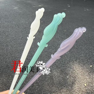 琉璃凤头发簪发钗烟紫色白色蓝水色簪子古风汉服发钗日常简约发饰